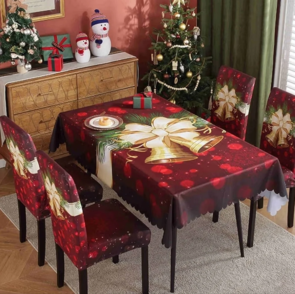 NWT Set Of 4 Festive Red Chair Covers with Gold Bells‎ A67